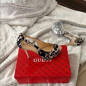 Guess Black and Cream Leopard Heels